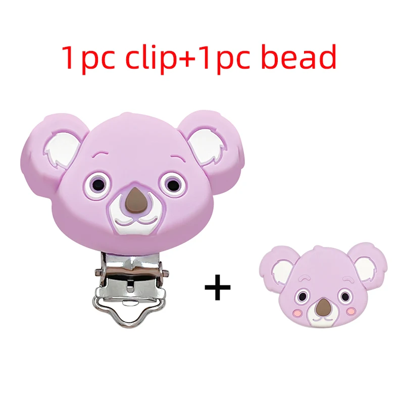 2pc/ set of BPA cartoon animal silicone teething toy fox panda elephant food-grade silicone nipple necklace clip baby toy gift 2