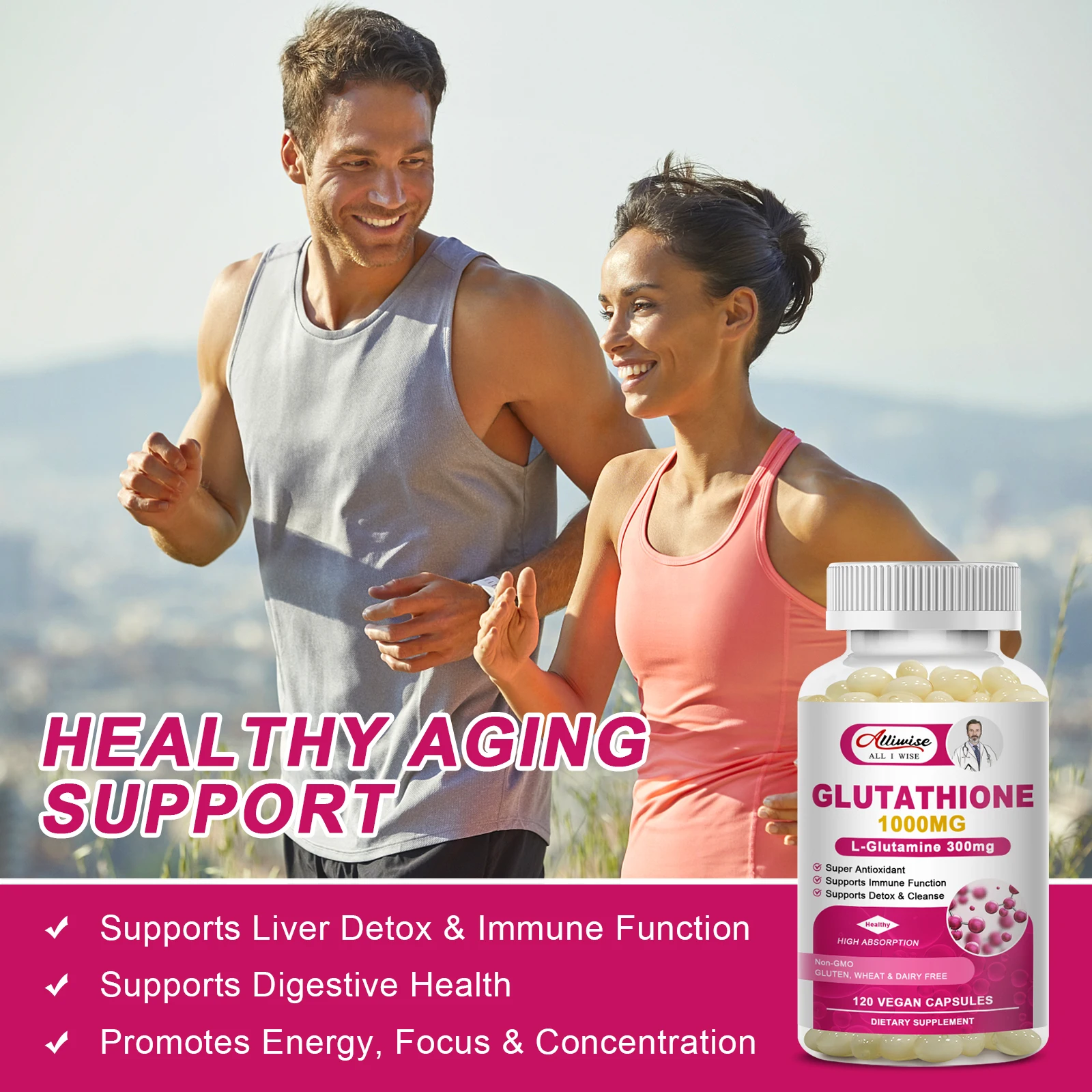 Alliwise Glutathione Supplement Liver Detox & Milk Thistle Lipoic Acid Liver Detox Cleanse Immune Glutathione Skin Care