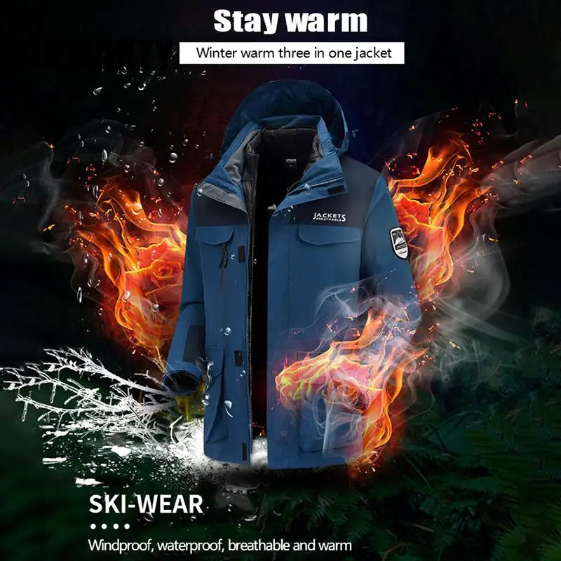 Down jacket liner jacket men's and women's three-in-one two-piece autumn and winter outdoor windproof waterproof warm ski suit