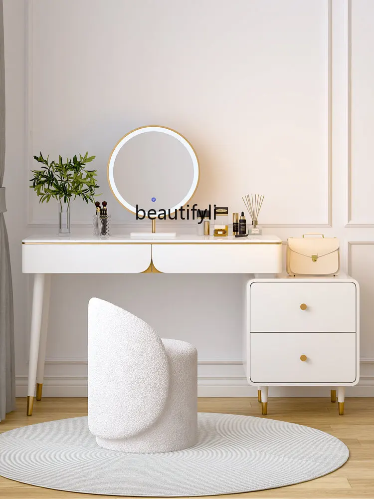 

Light Luxury Stone Plate Dressing Table Bedroom Modern Simple Small New Retractable Makeup Table Storage Cabinet Integrated