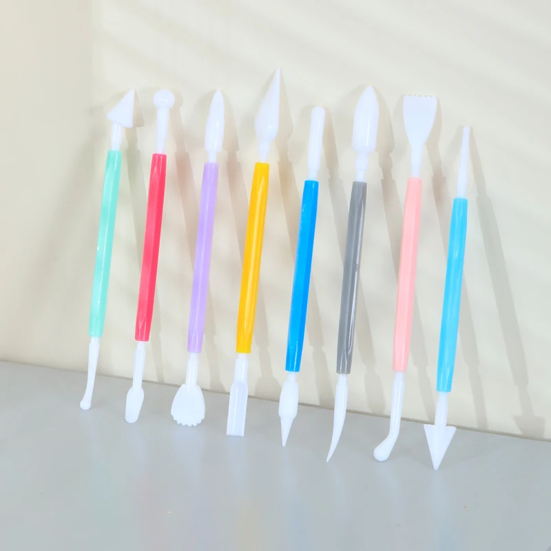 8pcs cake decoration set fondant cake cutter Sugar art icing decorative flower double-head tools, pottery scratch carving tools