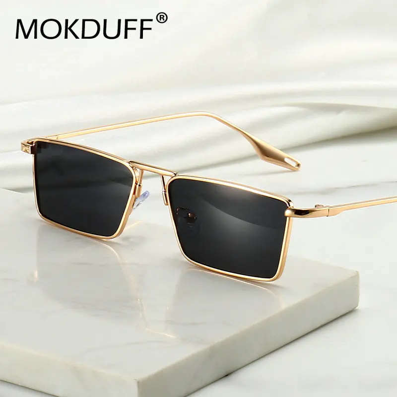 Vintage Slender Square Sunglasses for Men Women Retro Small Metal Frame Candy Colors Vintage Rectangle Glasses