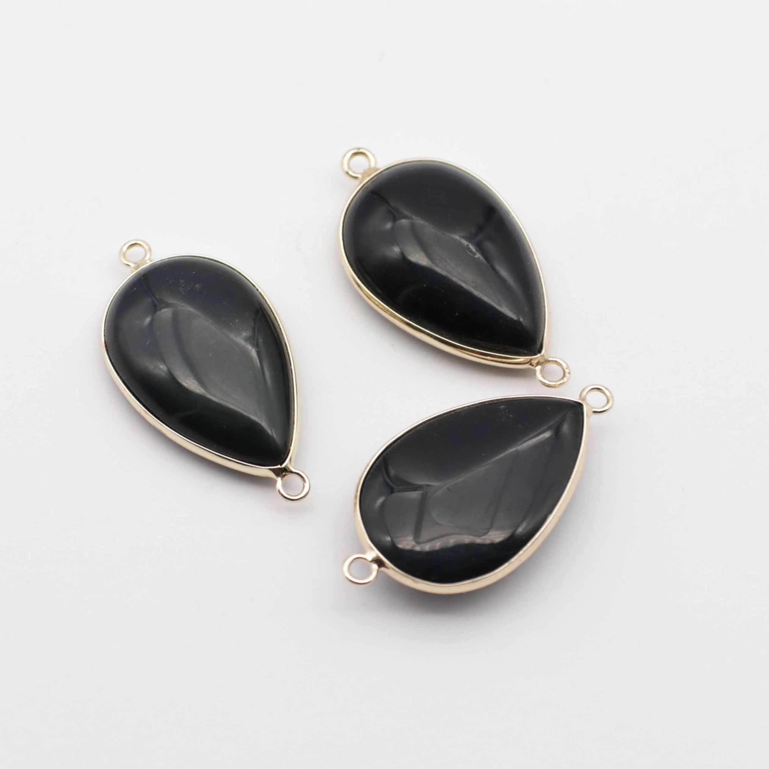 Gains Gemstone Drop Connector With Gold Plating Edge Jewelry Design Fitting Accessories Unakite Lapis  Decoration Free Shipping