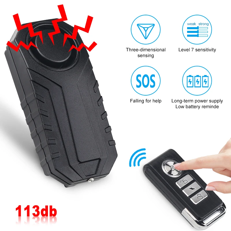 

113DB Wireless Bicycle Alarm Remote Control Anti-theft For Scooter Bike Waterproof Remote Control Bike Alarm Protection Moto