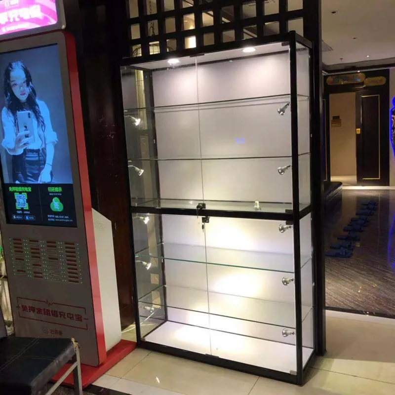 커스텀 잠금 가능한 알루미늄 프레임 수집품, 와인 쇼 강화 유리 디스플레이 캐비닛, Led 포함, 공장 공급 업체, 핫 세일