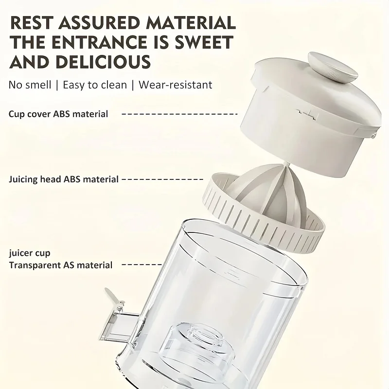 Fruit Juicer Juice Maker Blender 45W Electric Juicer 1500mAh Rechargeable Automatic Blender Fruit Squeezer Portable Shakes Smoothie Fruit Separation Raw Juicer