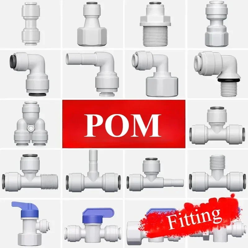 BSP Male Female 1/4" 3/8" OD Tube Hose Straight Elbow Tee POM Connector for Drinking Water Purifies RO Filter Reverse Osmosis System pipe fitting