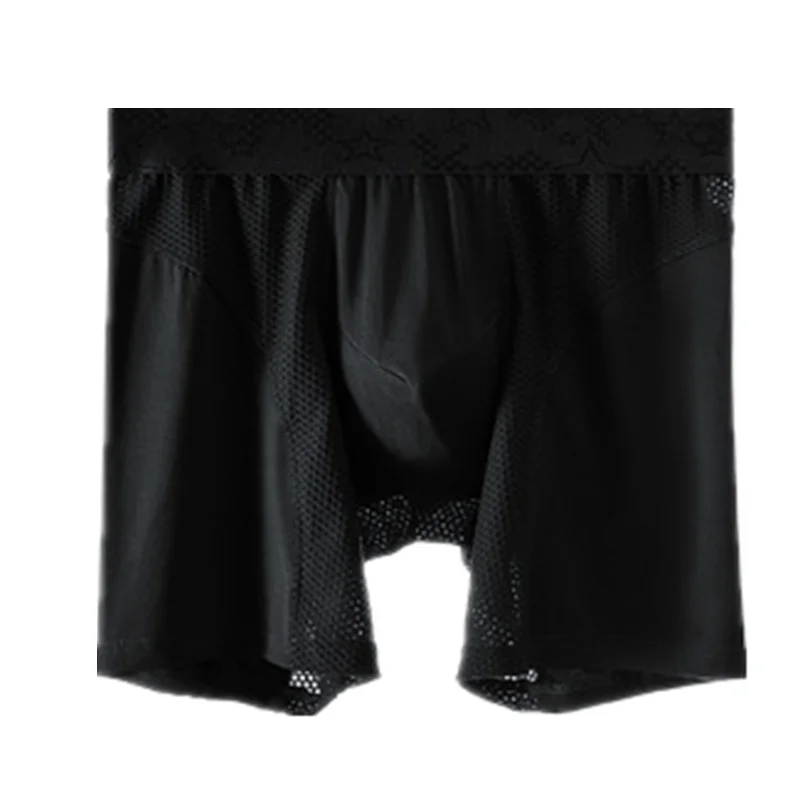 Men's Breathable Modal Boxer Briefs - Solid Mesh with Long Leg Pouch