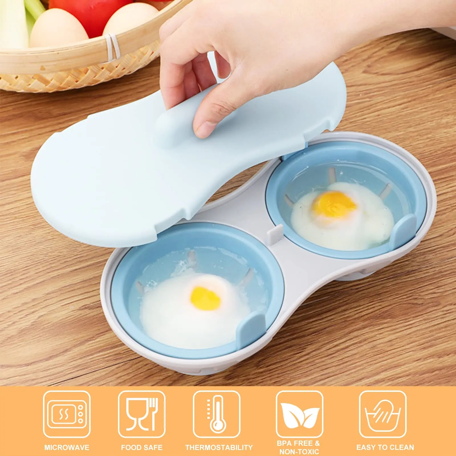 Microwave Oven Egg Poacher 2 Grid Silicone Egg Cooker For Boiled Eggs Duck Eggs And Household Kitchen Cooking Gadgets