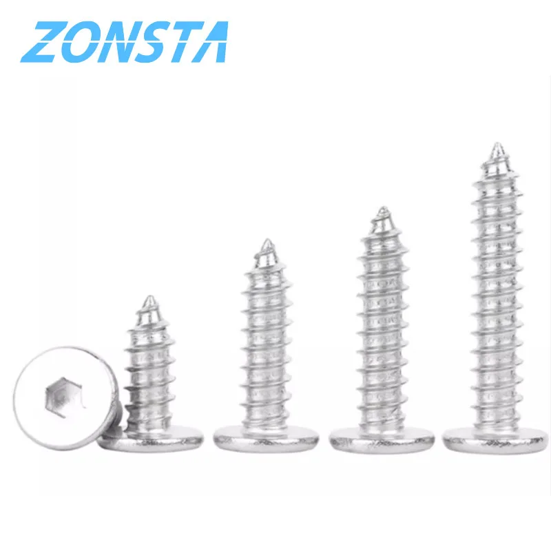 M2 M2.6 M3 M4 M5 M6 304 Stainless Steel Ultrathin Hexagon Low Flat Wafer Head Self Tapping Screw Wood Screws