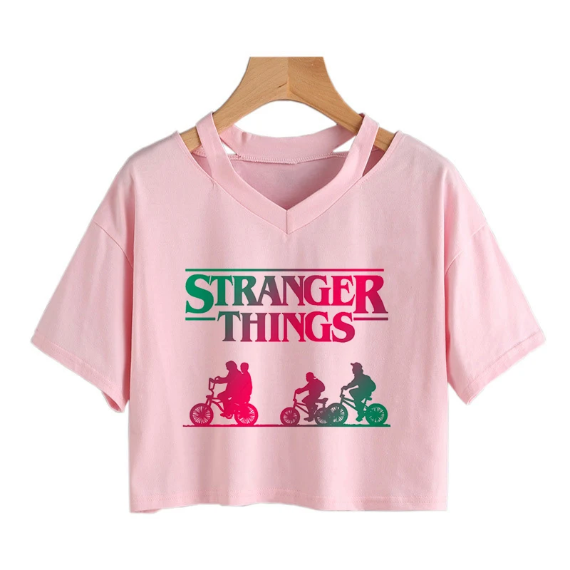 Stranger Things T Shirt Women Upside Down Tshirt Eleven Female Graphic Grunge T-shirt Femme Tee Shirts Funny Crop Top Clothing sport t shirt Tees