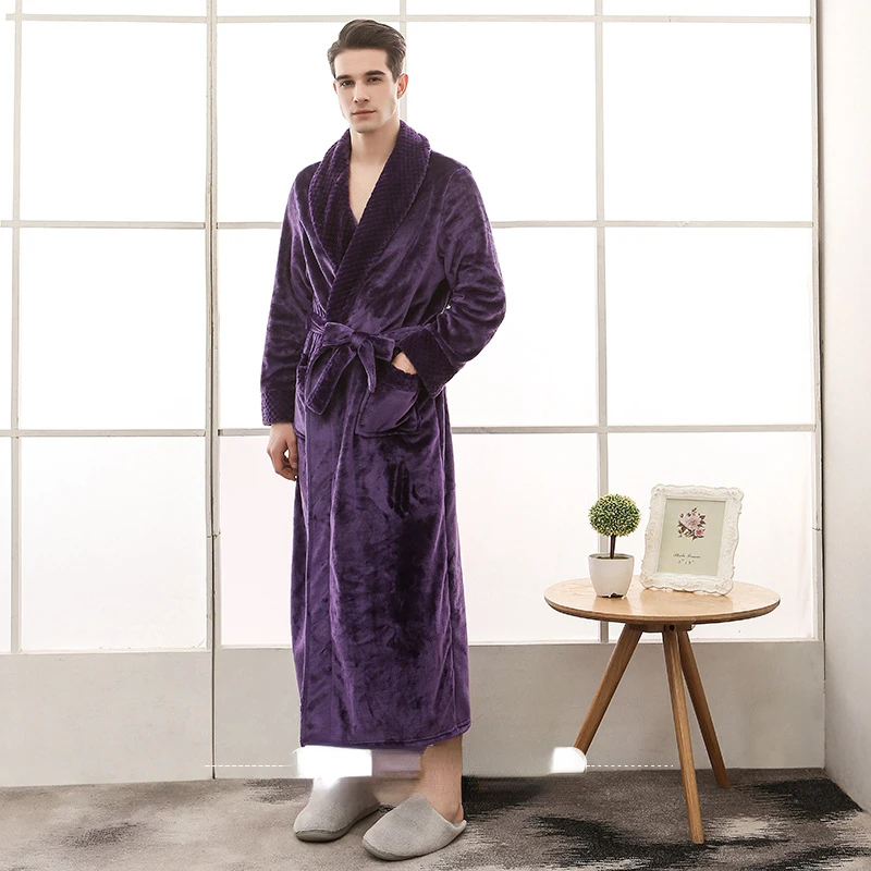 Autumn Winter Long Padded Flannel Robe Men and Women Plus Size Robe Sleep Top Pajamas Set Fashion Home Wear Bathrobe Yukata New