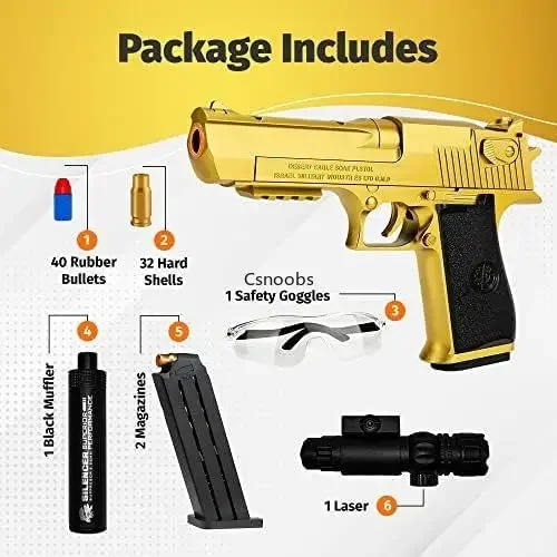 Shell Ejecting Pistol Toy Gun Educational Toy Airsoft Foam Soft Bullet Blaster Children Birthday Giftfor Kids Boys Adults 5