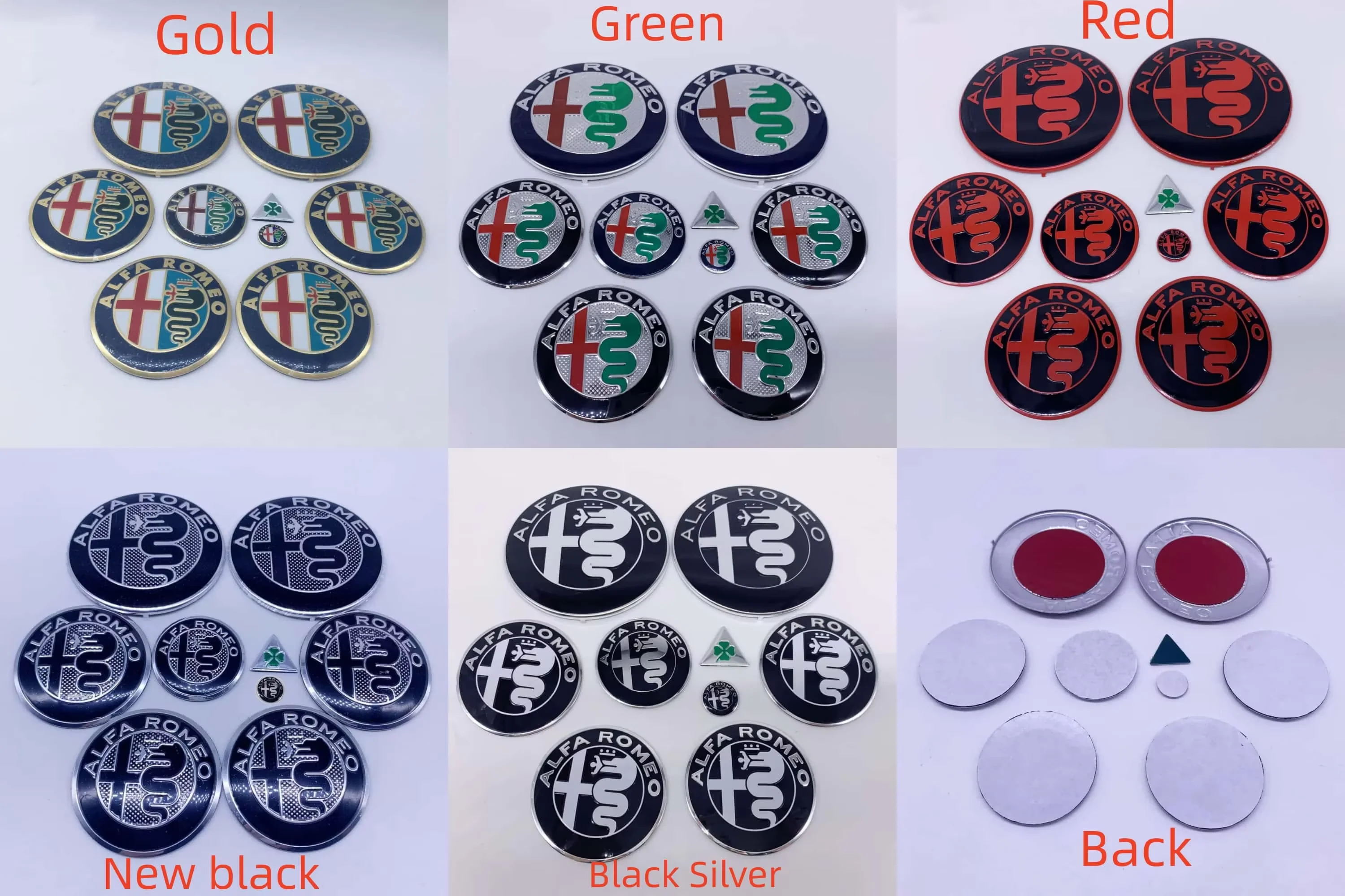 Alfa Romeo Car Emblem Wheel Cover and Badge Styling Set - 9 Pieces