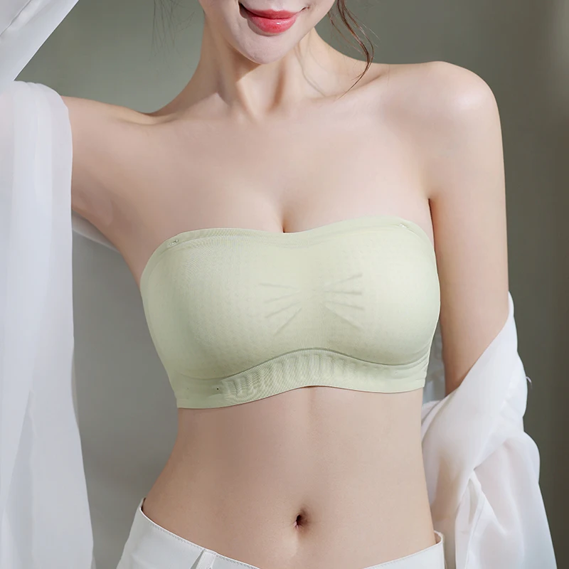 Invisible Bras Strapless Bra For Women Anti-slip, Non-slip Gathering And Non-trace Wrap Chest With a Thin Summer Bra Cover