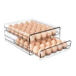 Clear 60 Egg Container for Refrigerator, Egg Holder for Fridge,Stackable Egg Storage Container, Egg Fresh Storage Box Tray
