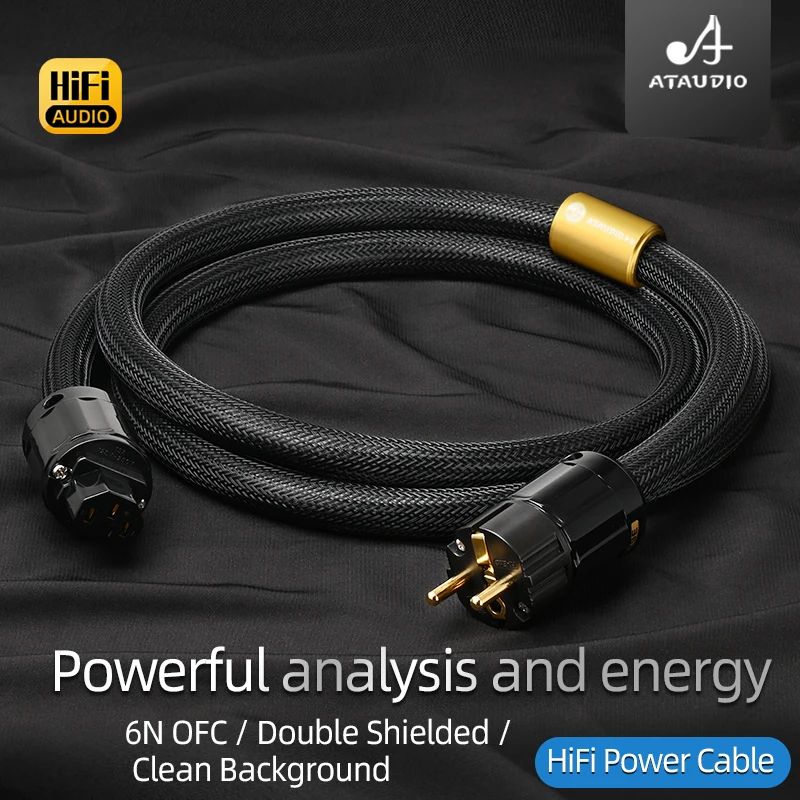 ATAUDIO 하이엔드 6N OFC 하이파이 오디오, EU, US, AU 전원 코드, 이중 차폐 연결 필터 증폭기 전원 케이블