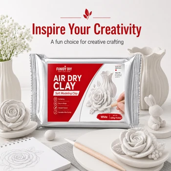 Kit di Argilla ad Asciugatura all'Aria, Argilla Modellabile Senza Cottura per Pittura Graffiti, Artigianato Fatto a Mano, Progetti Creativi Fai-da-Te e Materiali Artistici