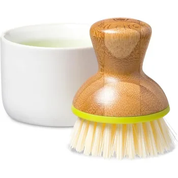 Bamboo Dish Brush & Ceramic Soap Dispenser 1