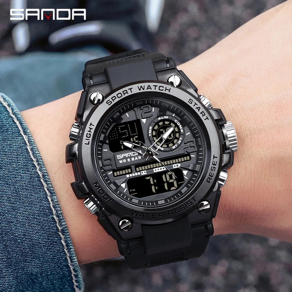 SANDA 6024 2023 Top Brand Men's Watches 5ATM Waterproof Sport Military Wristwatch Quartz Watch for Men Clock Relogio Masculino 4