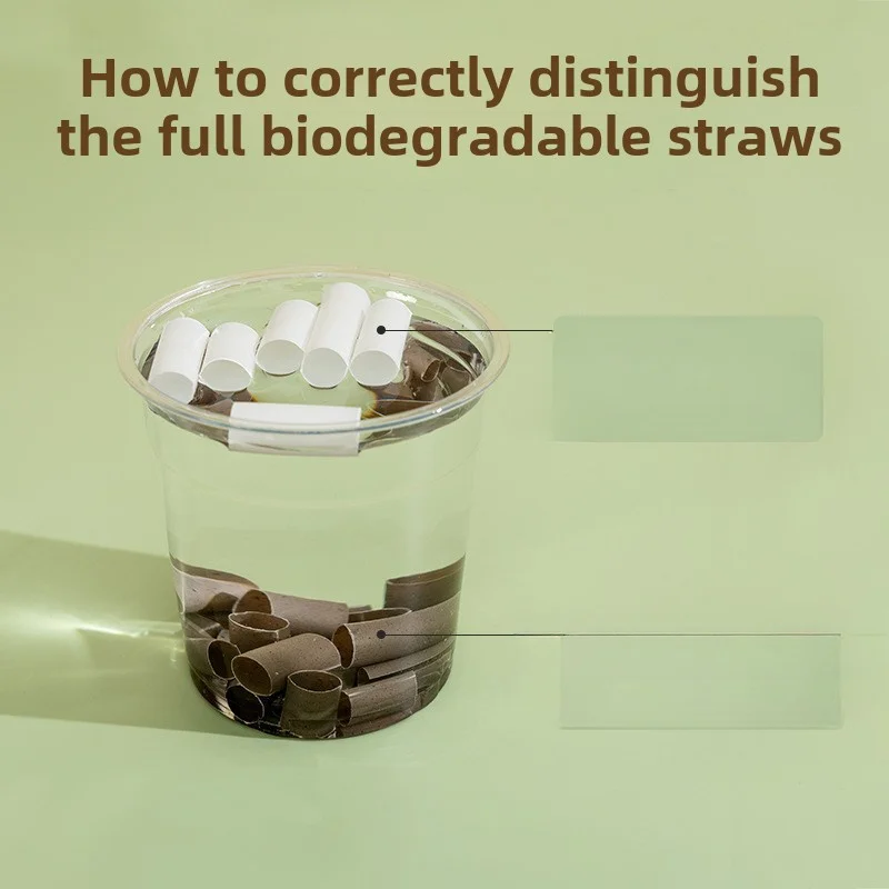 Eco-Friendly Coffee Grounds Straws, Individually Wrapped, PLA Biodegradable, 100-pack Heat Resistant, for Hot Drinks Tea