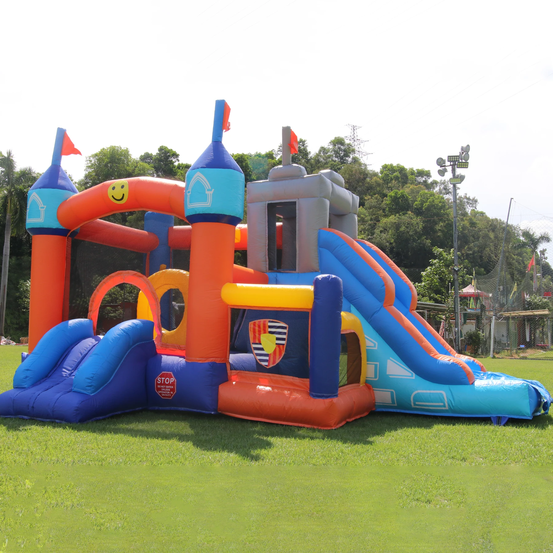 16ft Commercial Inflatable Bounce House PVC Bouncy Castle Slide For Kids Outdoor Garden Backyard Jump Bouncer Games With Blower inflatable air blower for inflatable bouncer bounce ing combo slide