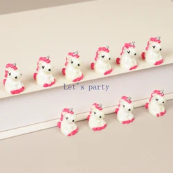 Set of 12 Colorful 3D Resin Unicorn Figurines for Miniature Terrariums and Garden Decor (12Pcs Rose Red)
