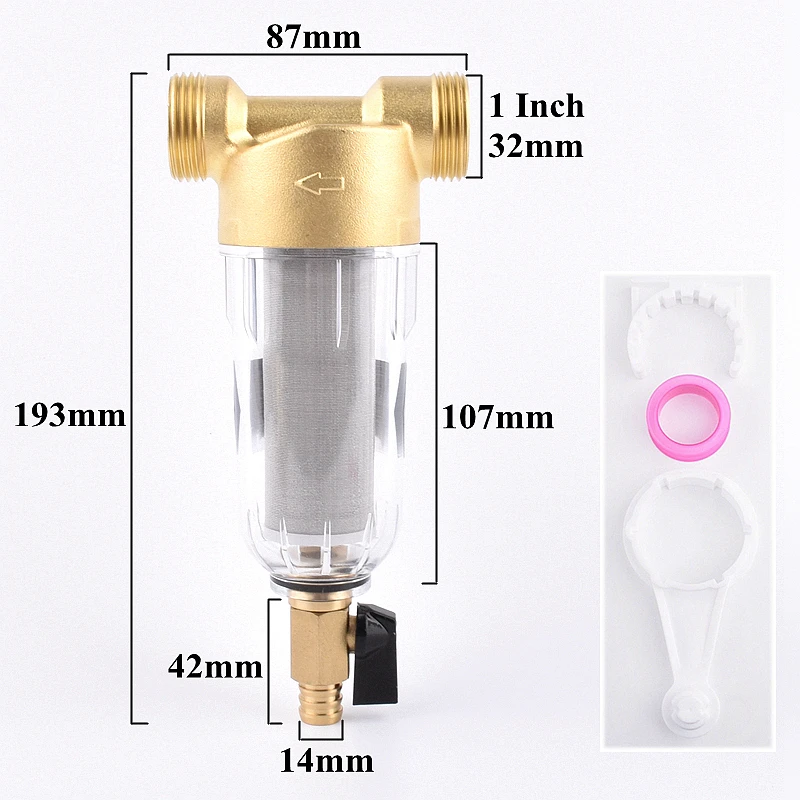 Filtre à Eau Avec Manomètre, Filtre à Contre-Courant Anti-Calcaire Robinet Avec Tamis Autonettoyant Raccord Domestique En Laiton