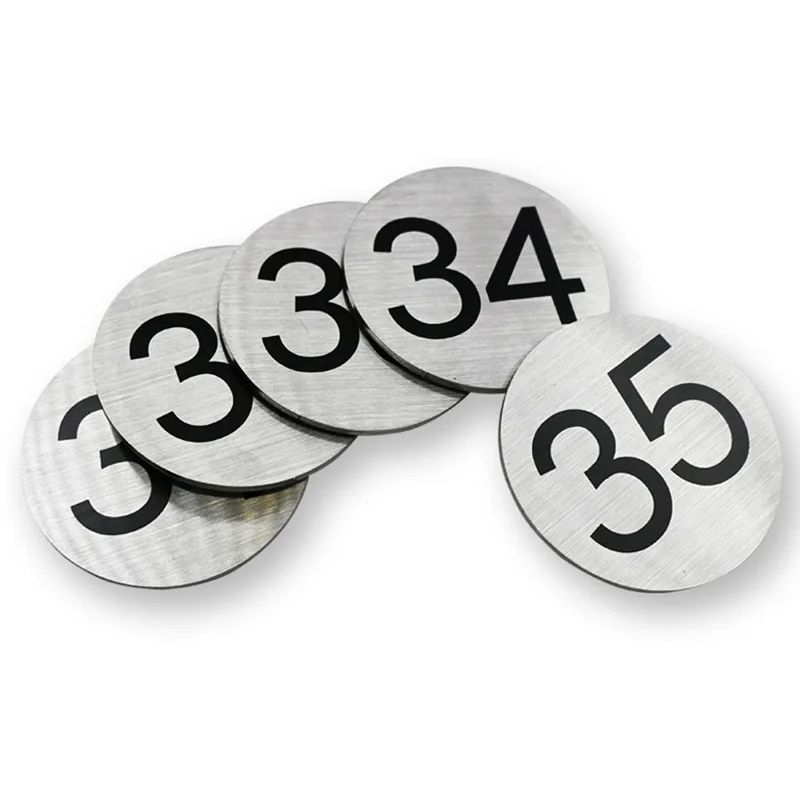 House Number Signs 3/4/5 cm Round Stainless Steel Self adhesive Numbers Address Sign #1-40 Letters Mailbox Number Digital Metal Tag