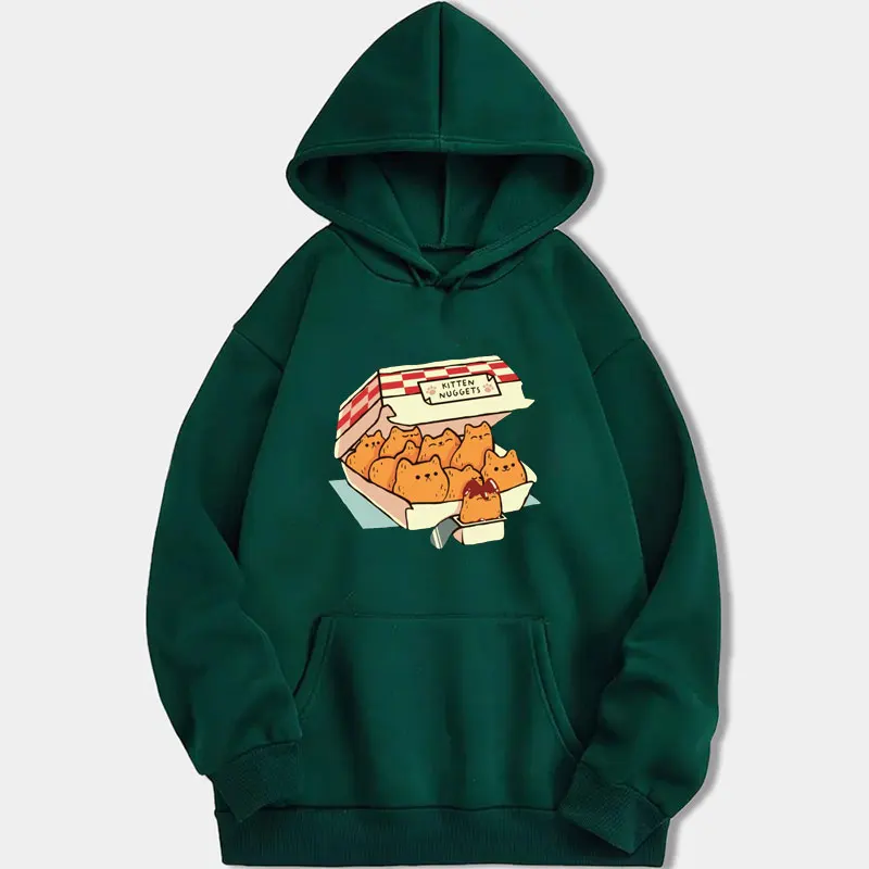 Kätzchen Nuggets Fast Food Katze Hoody Weibliche Langarm Gedruckt Sweatshirts Frauen Harajuku Kawaii Cartoon Mode Mit Kapuze Pullover – Detail 9