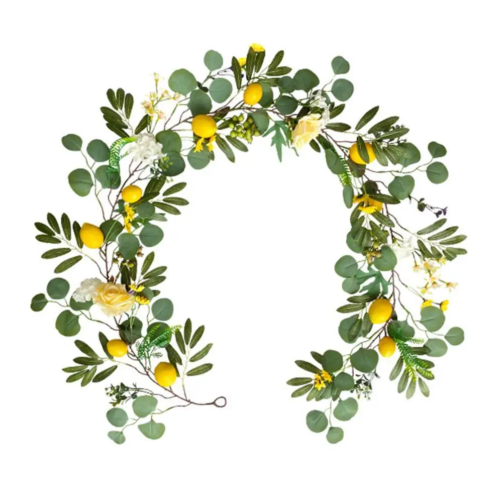 

Гирлянда из искусственных лимонов, 1 шт., многофункциональное украшение из эвкалипта, розы, зеленых растений для свадебной вечеринки
