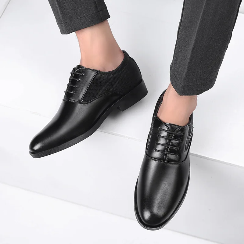 Men Fashion solid Color Lace Up Casual Business Shoes Non Slip Formal Office Event Shoes For Men 6