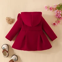 Baby Girl Ruffled Long Sleeve Fleece Hooded Single Breasted CoatKids Clothes Autumn And WinterRecommended To Buy One Size Larger 2