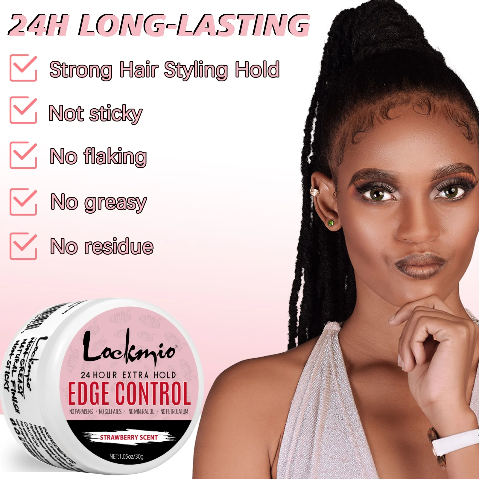 4pcs/Set 30g Edge Control Gel for Women Non-greasy Long Lasting Anti-frizz Wax Natural Ingredients Finishing Gel Cream and Brush 3