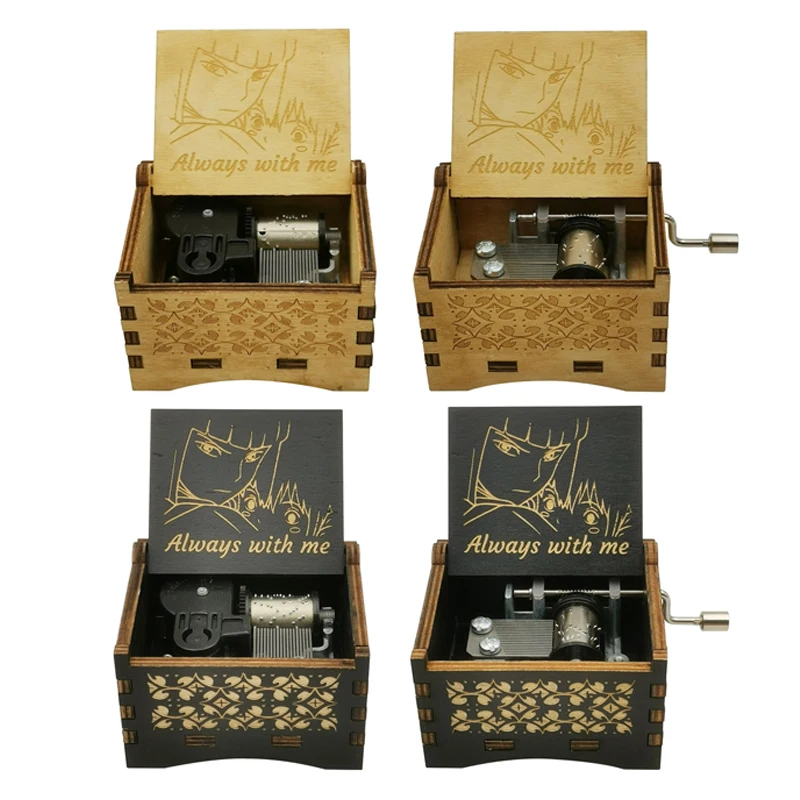 Spirited Chihiro Away Wooden Music Box Always-With-Me Laser Engraving Clockwork Type /Hand-operated Type Home Decoration Gift