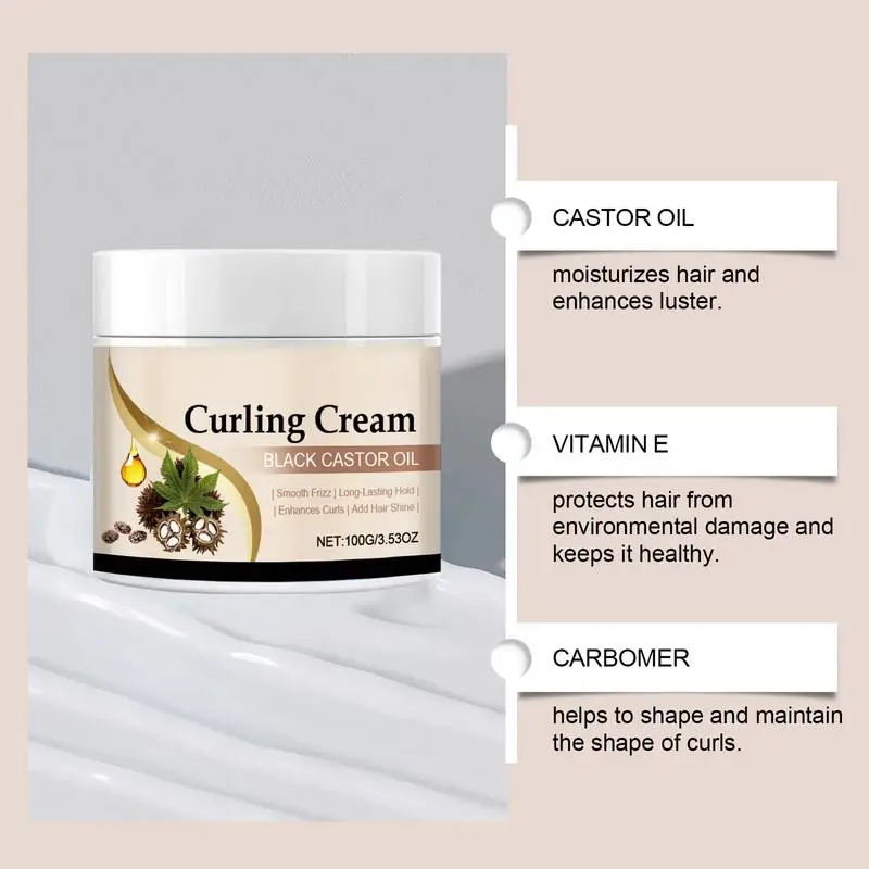 Oil Curl Cream 100g Non-Greasy Moisturizing Hair Cream Long Lasting Smoothing Anti-Frizz Lotion Defines & Enhances Curls & Waves