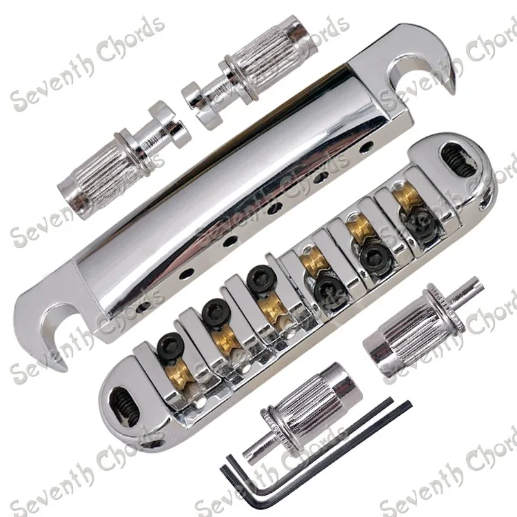 

A Set Chrome Roller Saddle Tune-O-Matic Bridge & Tailpiece For GB LP Style Electric Guitar With Big Studs & Anchor