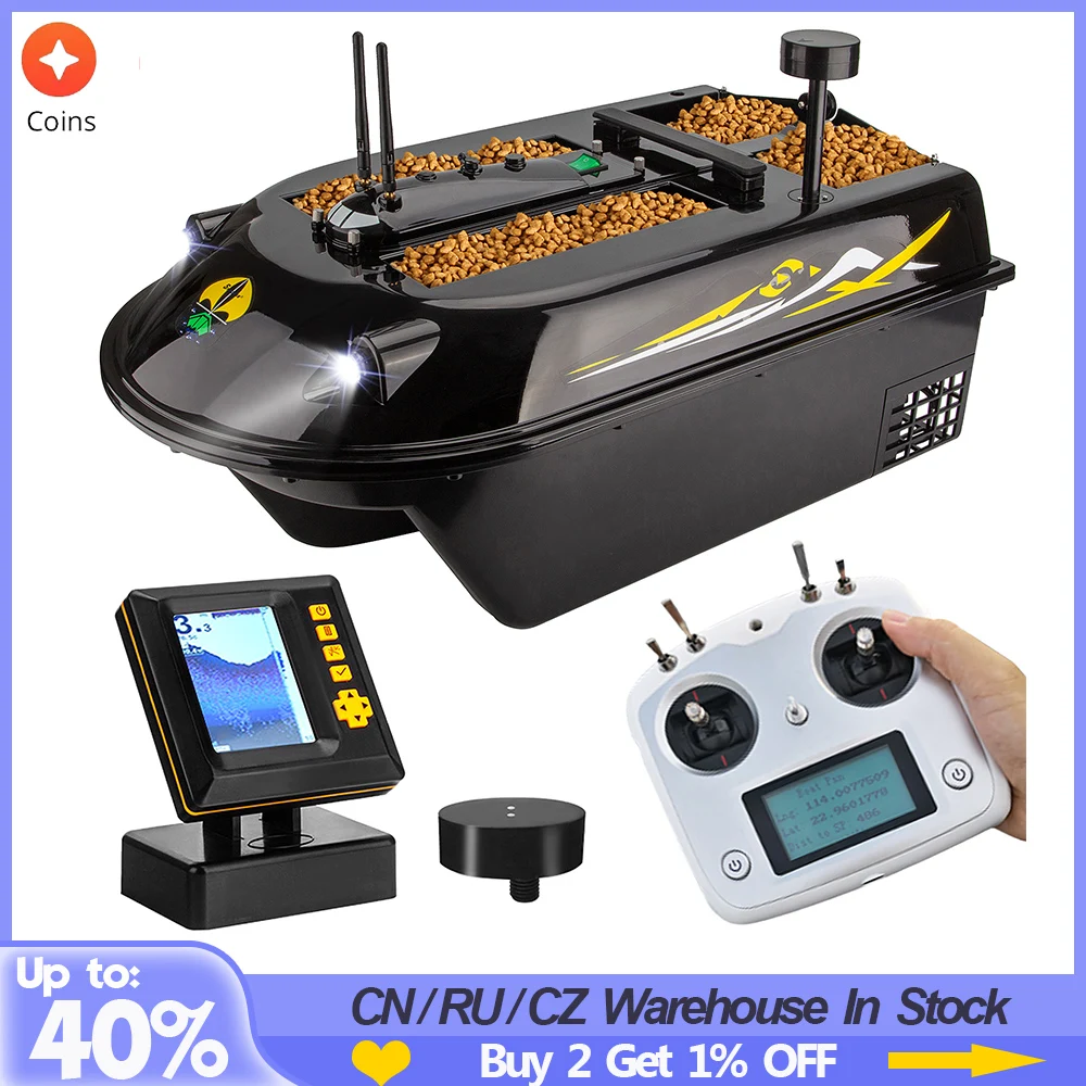 GPS-Fishing-Bait-Boat-RC-8kg-Load-600M-Remote-Control-LED-Headlight-Sea ...