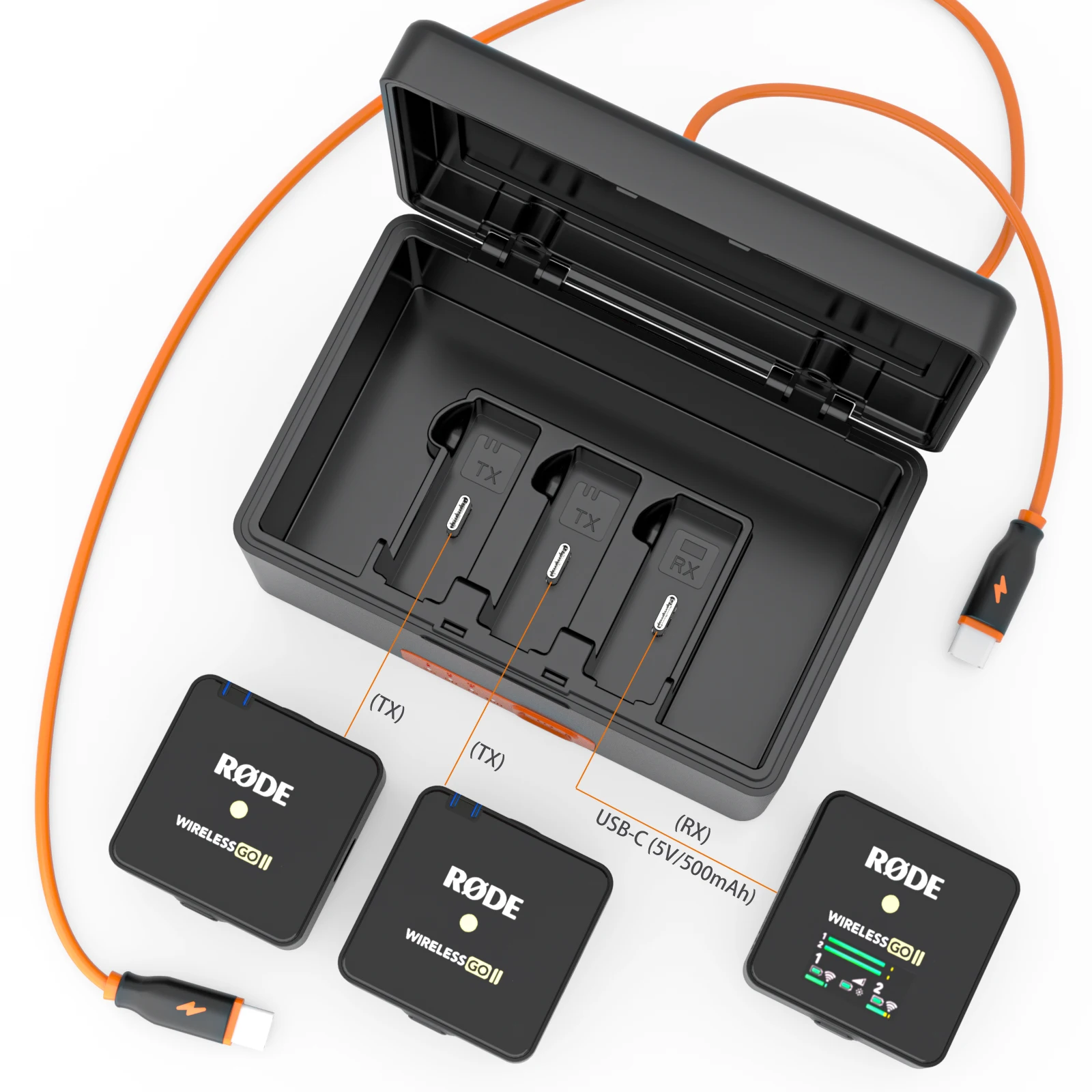 Zgcine ZG-R30 pro-rode wireless go 2ラベリアマイク用の急速充電  