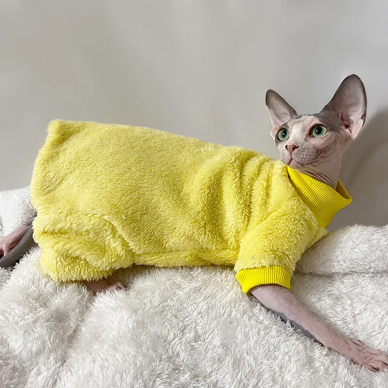 따뜻한 양모 털 없는 고양이 옷 겨울 럭셔리 스핑크스 터틀넥 스웨터 새끼 고양이용 데본 코스튬 애완동물 액세서리