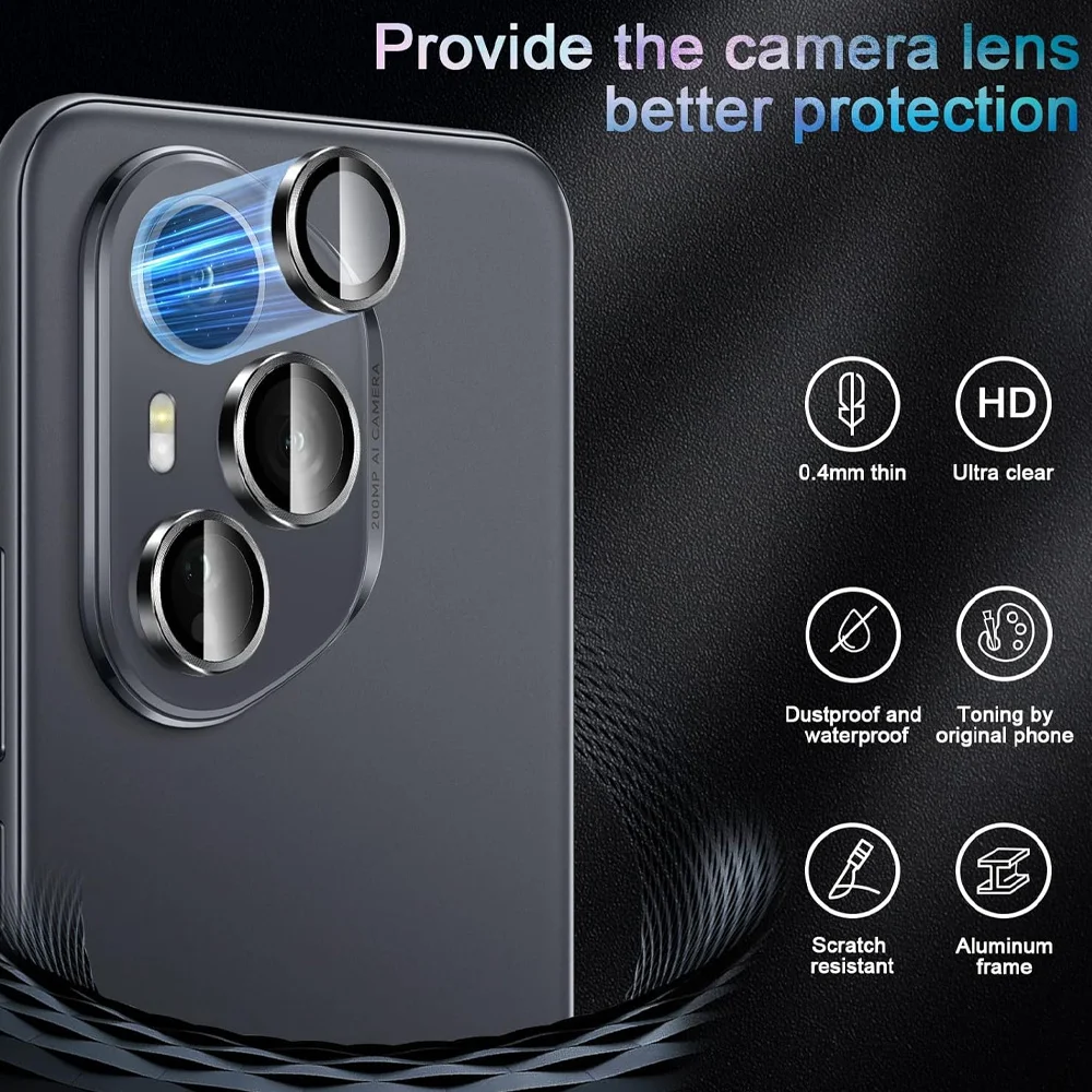 Enhanced HD Camera Protector with 3D Rear Glass and 9H Metal Ring Lens Accessories