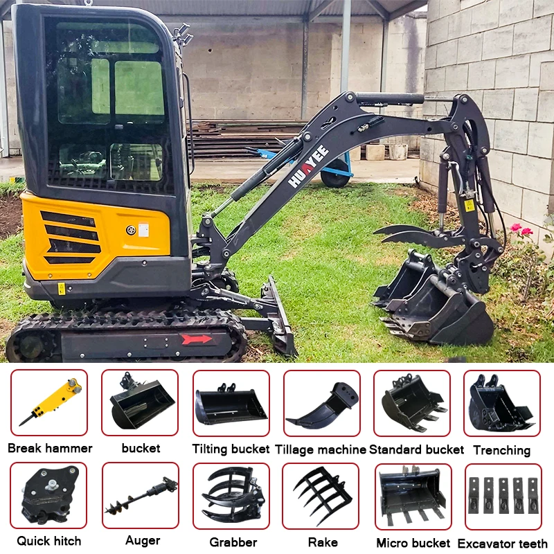 Maßgefertigter 2-Tonnen-Minibagger mit Kippfunktion, ausstattbar mit Kubota-Motor, hydraulischer Raupenbagger
