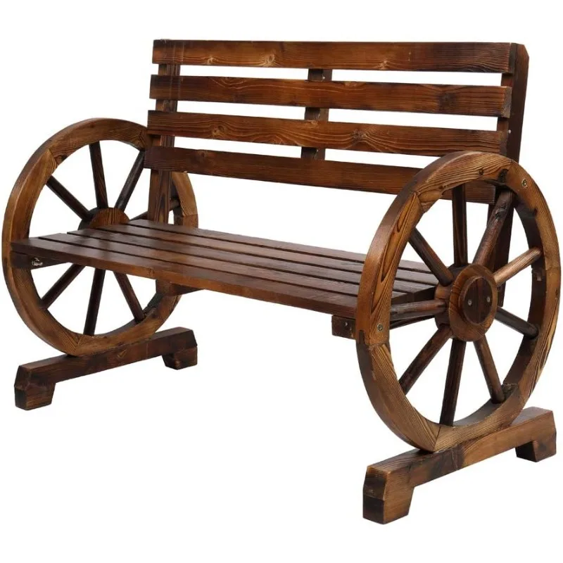 

Садовая Скамья из дерева, уличная рустикальная скамья на колесах с подлокотником и Fir-конструкцией для сада, крыльца, двора, парка