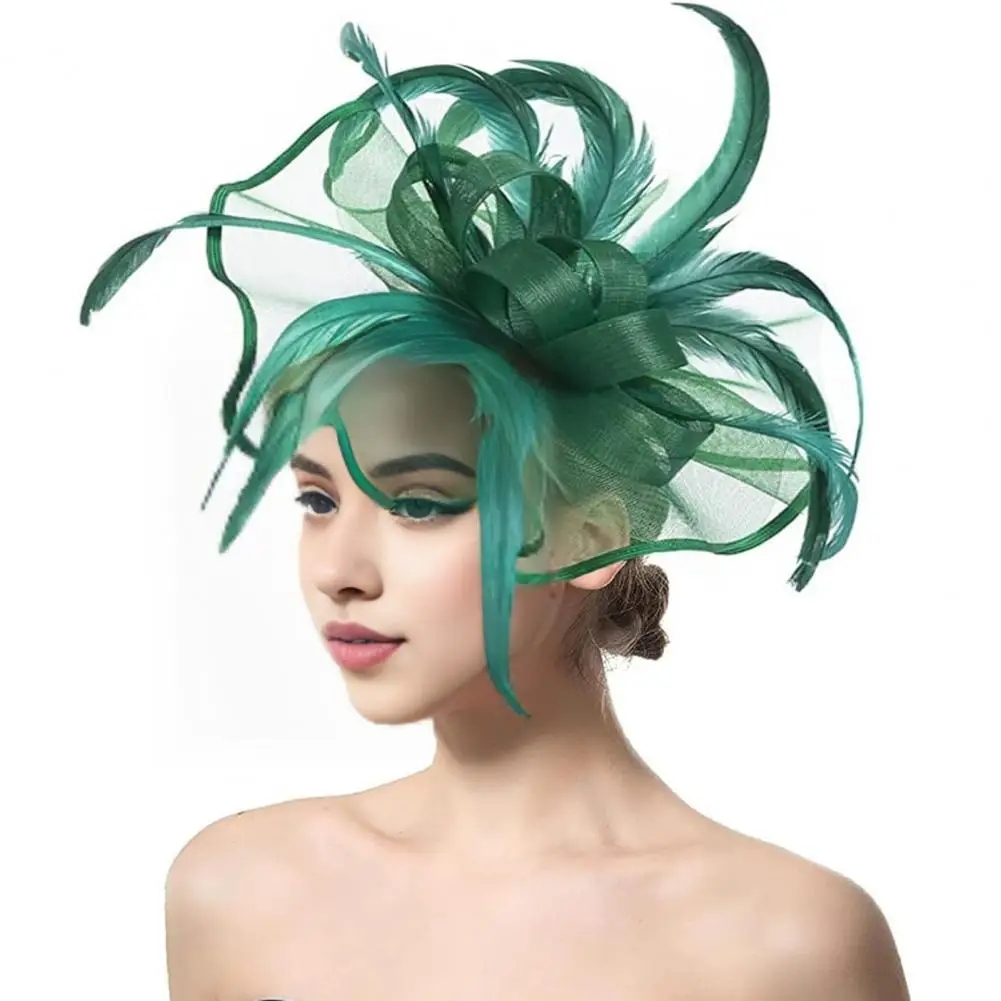 

Holiday Parties Fascinator Hat Elegant Handmade Fascinator Hat With Flower Feathers For Women Tea Party Wedding Headpiece Bridal