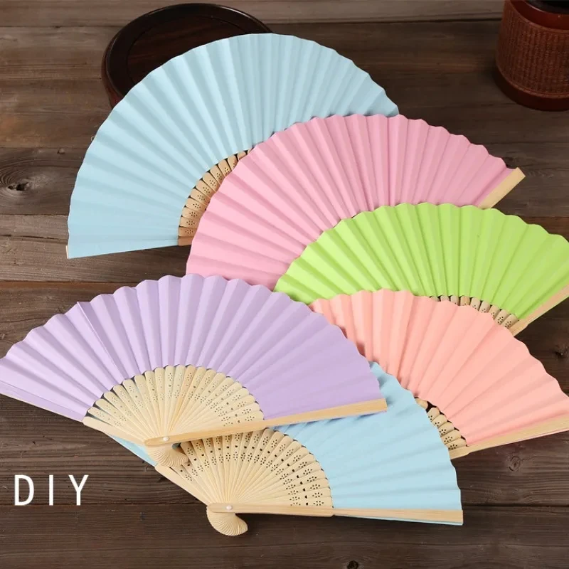 

1Pc 7-inch white paper fan, empty white folding fan, colored children's painting fan, DIY hand-painted plain surface