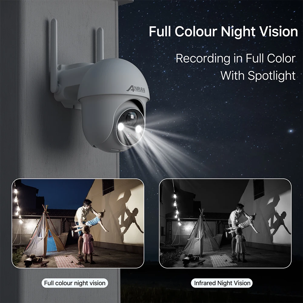 ANRAN 5MP 2K Solar Camera Rechargeable Battery PIR Humanoid Detection Outdoor PTZ Wireless WIFI Camera Full Color Night Vision 4