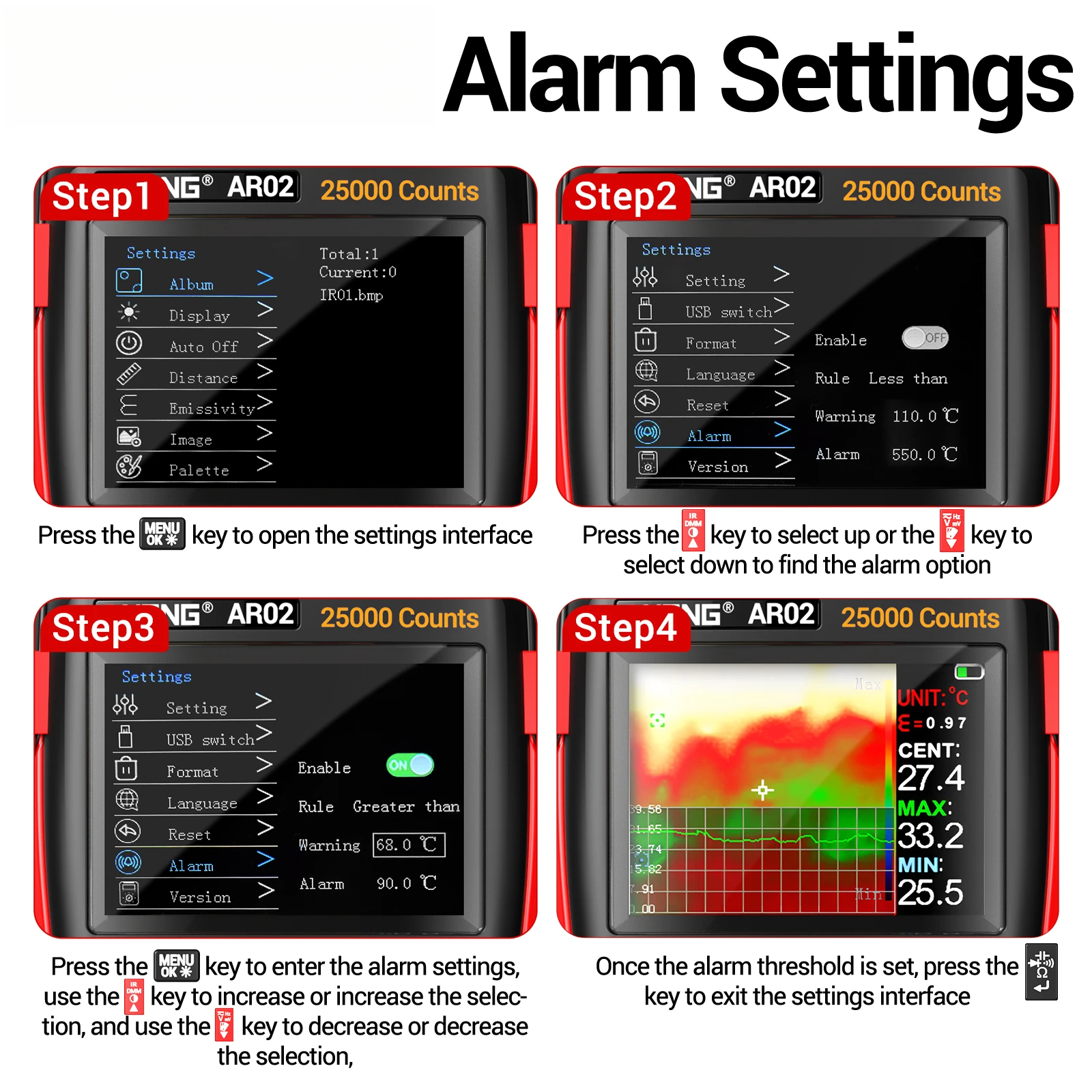 ANENG AR02 2 in1 멀티미터 열화상 카메라 적외선 온도계 240×240 IR 해상도 96×96 IR 센서-20 ° C150 ° C 온도