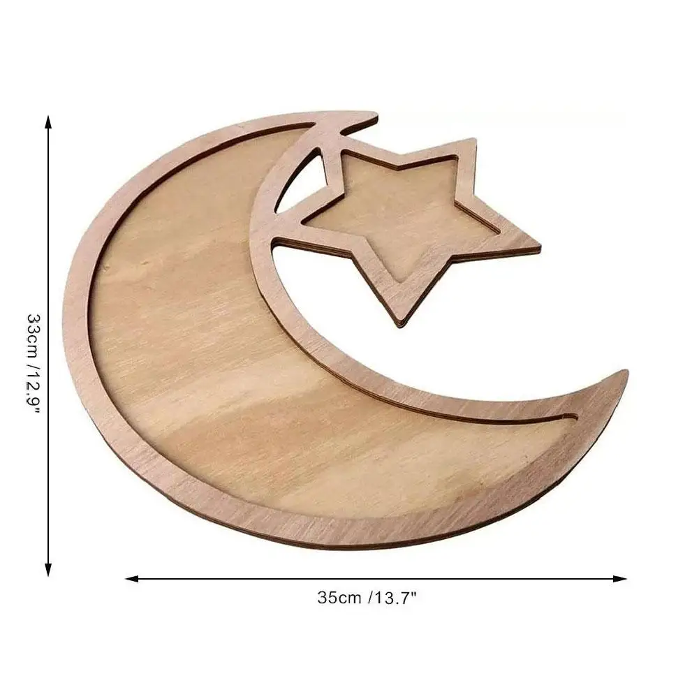 Wooden Eid Mubarak Food Tray For Home 2025 Ramadan Kareem Islamic Muslim Party Decor Eid Eid Al Adha Desk Decoration Gifts 6