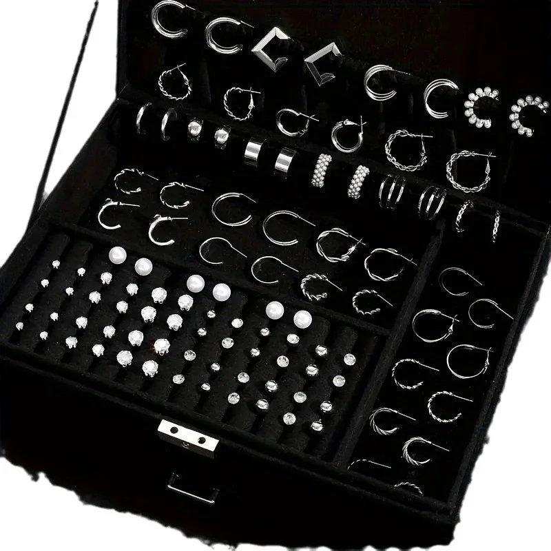 102 Pcs New Elegant Jewelry Sets Vintage Minimalist Rhinestone Pearl Geometric Stud Earrings Fashion Jewelry Gifts 2025 (No Box)