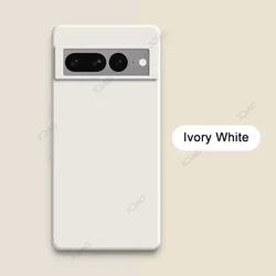 Luxury Square Liquid Silicone Cellphone Case with Double Liner and Soft Coque Design - Google Pixel 7A (Ivory White)